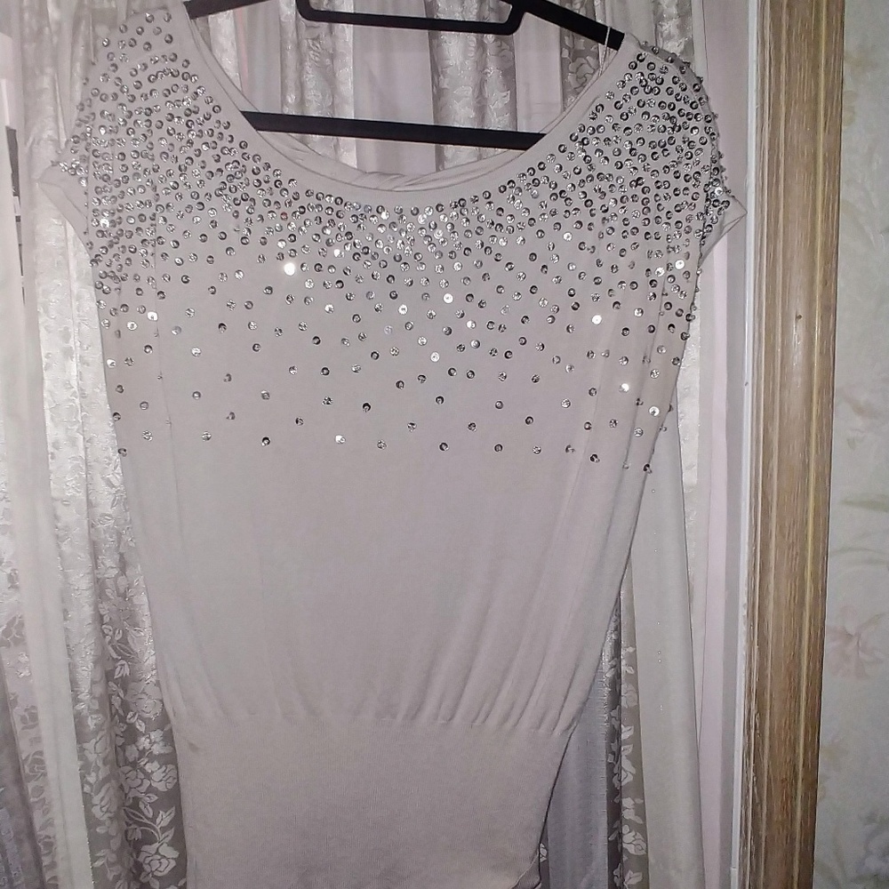 WHBM tan & silver shirt